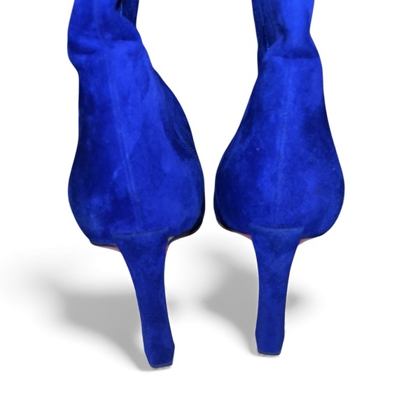 Christian Louboutin Condora Blue Suede Pointed Toe Booties EU40 Heeled Boots EUC - Picture 11 of 14